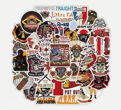 50pc FIREFIGHTER STICKERS, GREAT SET, Laptop-Water Bottle-Phone-Car-Truck-Etc.