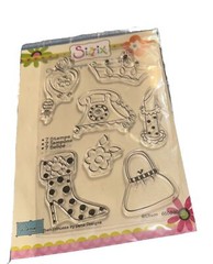 ST019 – FISKARS – CLEAR STAMP SET – GIRL, PRINCESS, DRESS-UP – NIP
