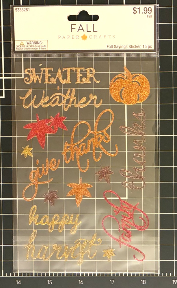 Hobby Lobby FALL Paper Crafts Glitter Stickers – FALL SAYINGS Sweater Weather