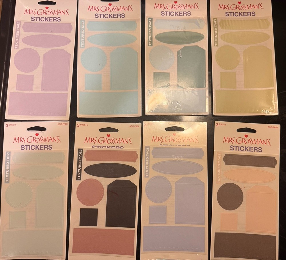 Mrs. Grossman’s Stickers Textured Tags Fabric Scrapmetal Multicolor Lot