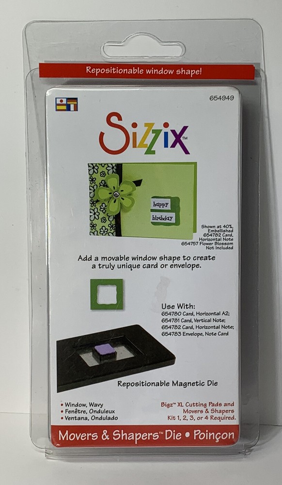 New Sizzix Die #654949 REPOSITIONABLE WINDOW SHAPE MAGNETIC DIE Movers & Shapers