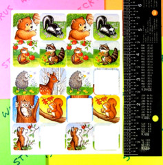 Vintage Woodland Animals Sticker Sheet Partials Eureka