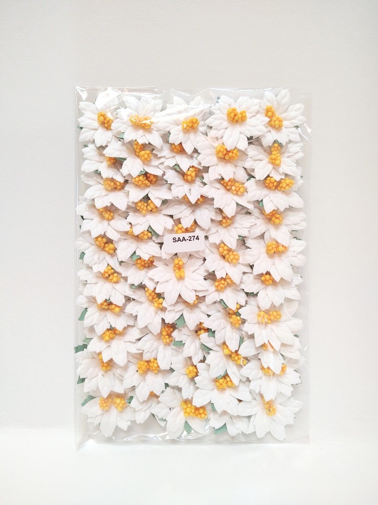 50 Poinsettias, White Mulberry Paper Poinsettias, Christmas Flowers, #SAA-274