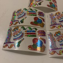 Vtg 1980s stickers Hambly Studios Mylar Foil Shiny Birthday Stickers Set 5 (a83
