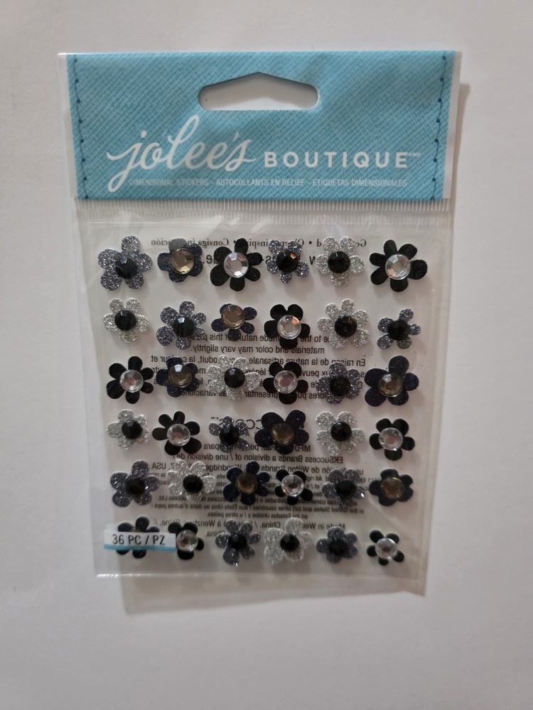 JOLEE’S BOUTIQUE Black White FLOWER 36 Pcs