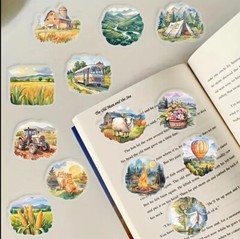 10pcs Rural Scenery Aesthetic Travel Stickers- Scrapbook, DIY Crafts, Journal