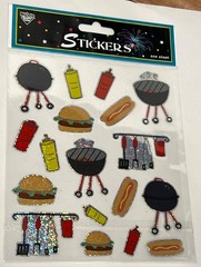 NICOLE STK173 COOK OUT SET OF HOLOGRAPHIC STICKERS GRILL BURGER MUSTARD HOT DOG