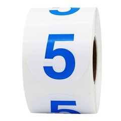 Blue Number 5 Circle Stickers, 1.5 Inch Round Adhesive Labels, 500 Stickers P…