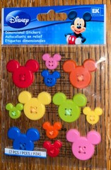 Disney Ek Success Colorful Mickey Mouse Icons Heads Ears Scrapbook Stickers 3D