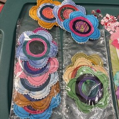 Lot Floral Flower Scrapbook Stickers, Embellishments, Fabric and Paper Accents