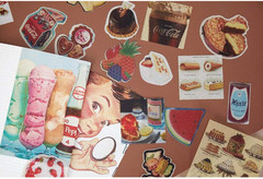 Vintage Washi Stickers Set Scrapbook Material Paper Fruit Food Cake Pizza Ice Cr