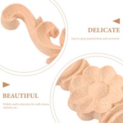 2PCS Wood Carving Sticky Flower Door Head Carving Flowers Solid Wood Applique