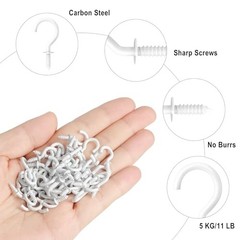 1/2 Inch Small Screw Hooks – Mini Metal Twist in Hooks – 100 Pcs – White