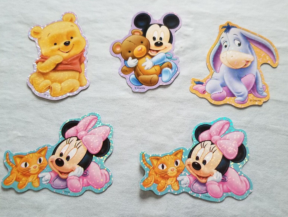 Vintage Lot of 5 Disney Babies Vending Machine Sandylion Stickers Mickey Minnie