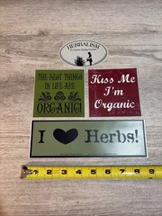 Lot of 4 Organic Herb Stickers Decals «Best Things in Life are Organic»