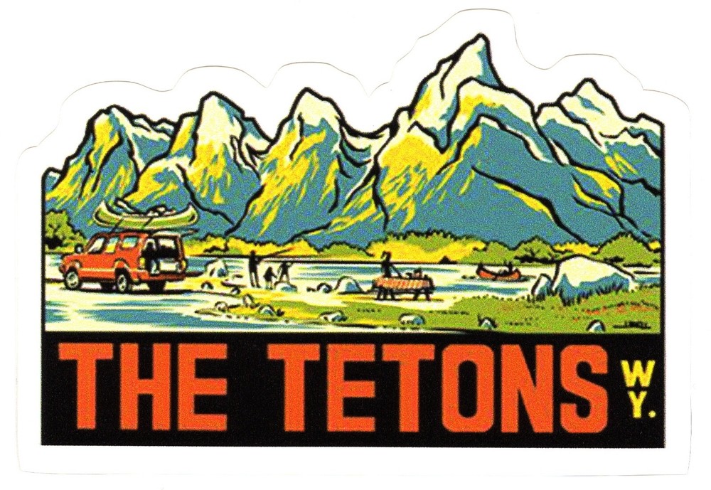 The Tetons National Parks Vintage Advertisement Sticker (reproduction)