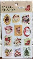 LOUJENE Tokyo Merry Christmas Fabric Sticker 12 Vintage Animal Santa Gift JAPAN