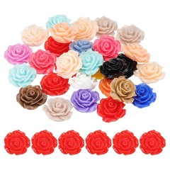20mm Rose Flower Resin Cabochon, 30 Pcs Mini Rose Flower Resin, Mixed Colors