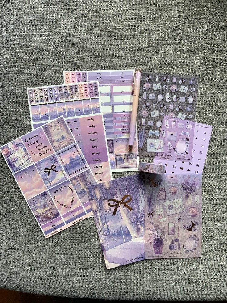 Simply Gilded Lavender Dreams Foiled deluxe Sticker Kit washi pen Journaling