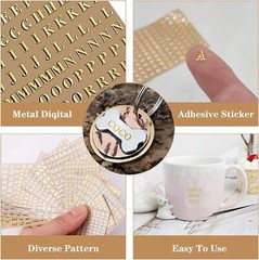 Small Letter Stickers for Resin,Mini Gold/Silver Letter Stickers Meta ,18 Sheets