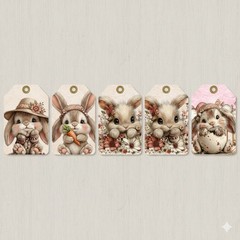 Set Bunny Rabbit Tags Junk Journal Scrapbook Choose A Set