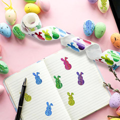 2 Rolls 1000 Pcs Holographic Easter Bunny Sticker Seals 1.5 X 0.8 In