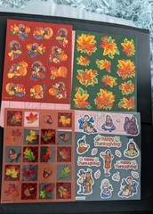 Vintage Amscan Stickers Thanksgiving Fall Leaves Leaf Harvest Lot Of 4 Sheets