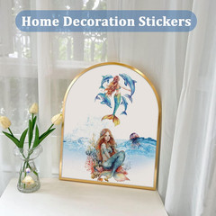 3 Sheets Rub on Transfer Stickers, Mermaid Waterproof Decals Furniture Craft Dec