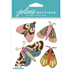 Stickers Jolees 3D Beautiful Moths Patterns Swirls Colorful Wings