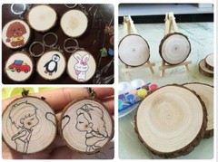 20 Unfinished Wood Slices Hand-painted Wooden Keychain Vintage DIY Wooden Car…