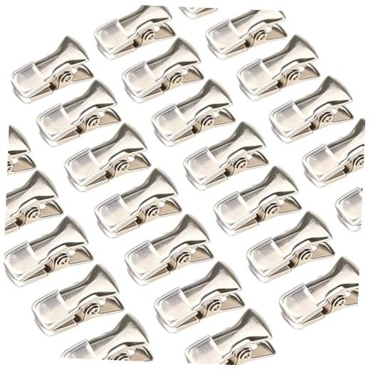 46PCS Mini Metal Alligator Clips, 0.78 Inch Metal Badge Spring Clips, Silver