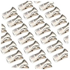 46PCS Mini Metal Alligator Clips, 0.78 Inch Metal Badge Spring Clips, Silver