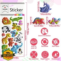 Meafeng 76 PCS 3D Glitter Stickers 6 Sheets