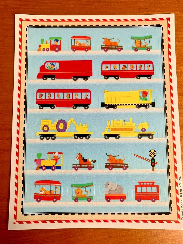 Hallmark Scrapbook Sticker Sheet VEHICLES Transportation Bus Train NEW
