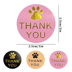 3 Rolls 1″ Round Kraft Paws Print Thank You Stickers Labels Hot Stamping For Tag