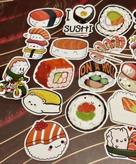 50 Pieces Bundle Pack Sushi Stickers Decal High Glossy Finish Waterproof