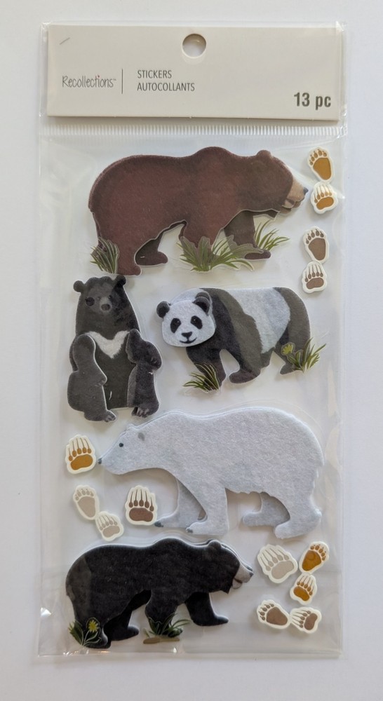 Bear Themed Brown Polar Panda Black Bears Scrapbooking Stickers Recollections