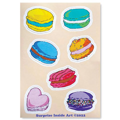 Lot of 5 Sticker Sheets: Rainbow Macarons, Vinyl & Water Resistant