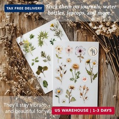 450 Pcs Flower Stickers for Scrapbook Supplies, Dried Pressed Flowers Scrapbook,