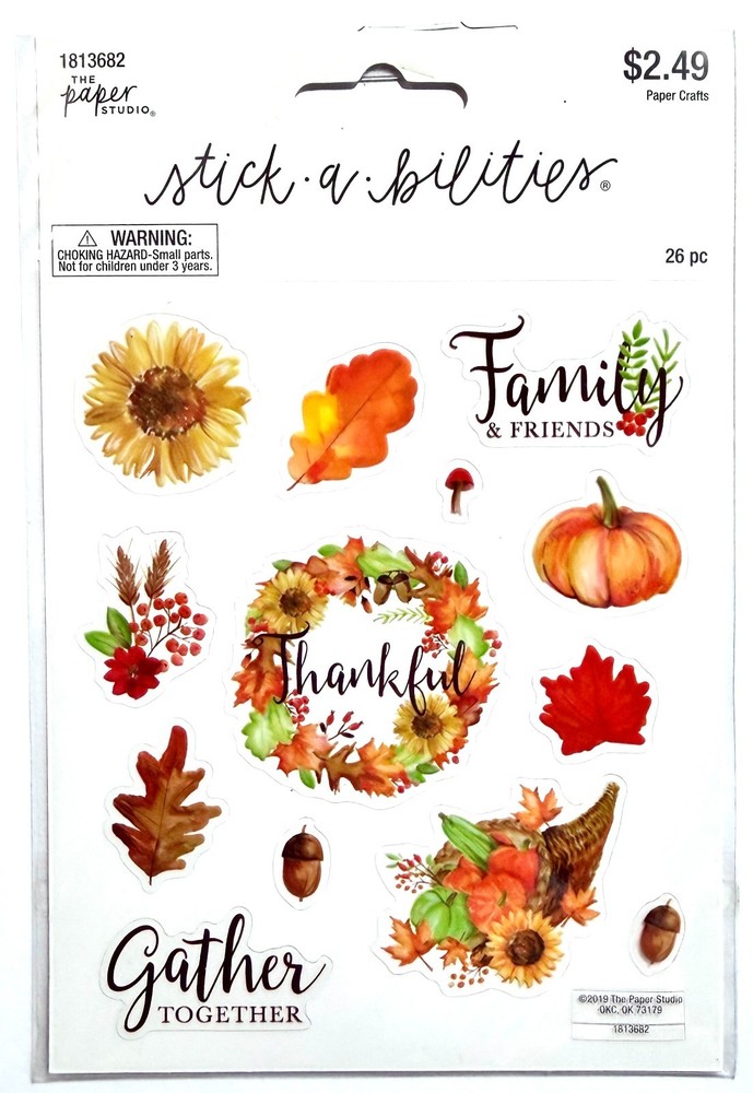 Thankful Fall Stickers Scrapbooking Journal Card Paper Studio