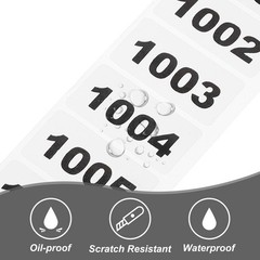 2 Roll Inventory Number Sticker 1.6×0.8″ 1001-2000 Consecutive Number Sticker