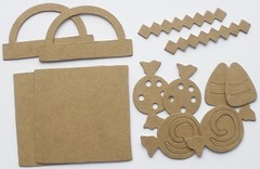 {3} *TREAT BAG & CANDY* Halloween Bare Chipboard Die Cuts 4 1/2″