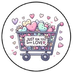 JUST FOR YOU WITH LOVE SHOPPING CART ENVELOPE SEALS LABELS STICKERS PARTY FAVORS