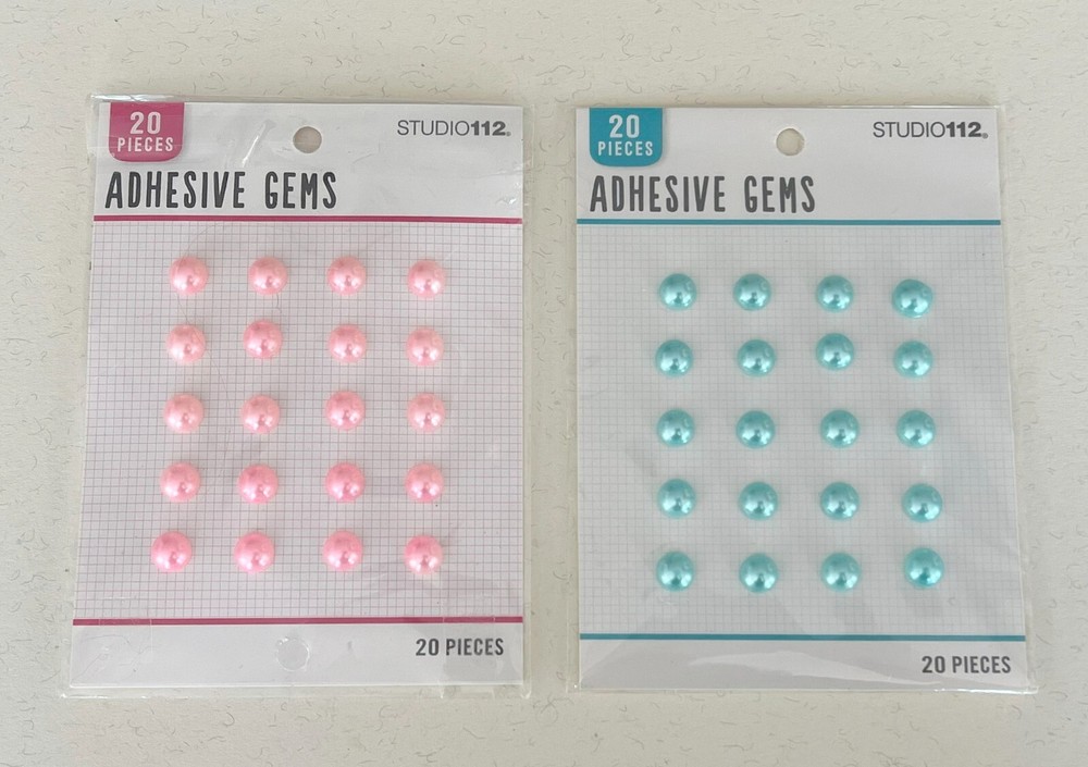 2 New K&Co Adhesive Gems Decorative Pearls 20 Pieces Each Teal Pink Studio 112