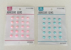 2 New K&Co Adhesive Gems Decorative Pearls 20 Pieces Each Teal Pink Studio 112