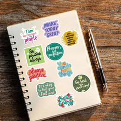 Motivational Quote Stickers 10 Pack Random Mix Positive Affirmation Glossy Large