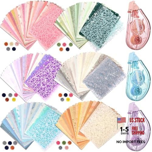 Sublaga 6 Sheets Textured Scrapbook Paper & Mesh Fabric Set – 156 Sheets