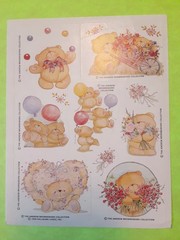 vintage Hallmark Andrew Brownsword teddy bears sticker sheet