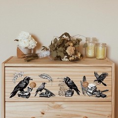 3pcs/Set Vintage Crow Rub on Transfers for Furniture and Crafts 6×12 inch Crow F