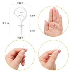 1/2 Inch Small Screw Hooks – Mini Metal Twist in Hooks – 100 Pcs – White